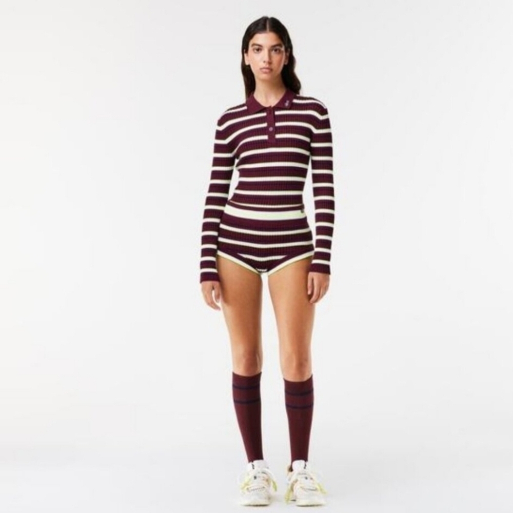 Lacoste x Venus Williams Striped Lounge Shorts Preppy Y2K Sporty Chic Size 6/38